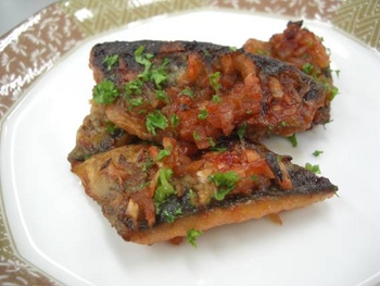 秋刀魚とトマトのオーブン焼